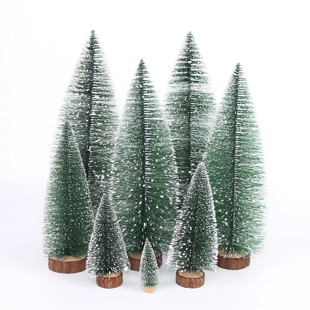 Decoração de natal artificial mini ornamentos de árvore em miniatura pinheiros de neve de cedro para decoração de mesa de casa 2024 navidad paisagem presentes