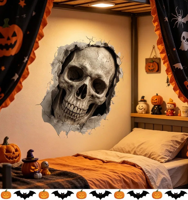 Adesivos de Parede de Esqueleto de Halloween, Decoração Divertida para Sala de Estar e Quarto