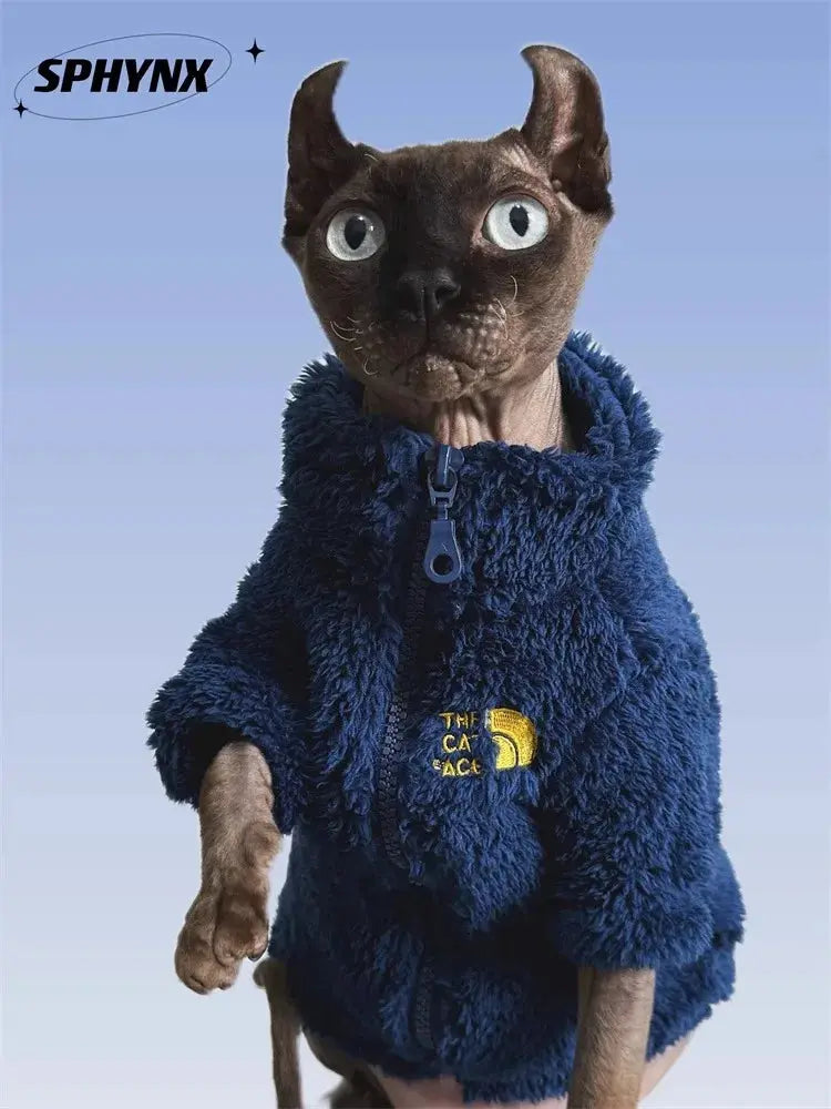 Casaco de Inverno para Cães e Gatos, à Prova de Frio, Roupas para Gatos Sem Pelos, Casaco de Lã de Cordeiro Tricolor Quente e Grosso para Gatos Sphynx e Devon Kasa & Pet