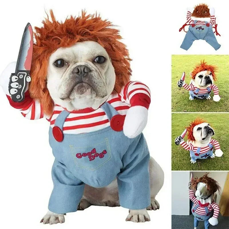 1 Conjunto de Fantasia de Boneca Mortal para Cães Pequenos, Roupa de Transformador para Halloween, Fantasia de Role Play para Animais de Estimação, Roupa para Festa a Fantasia