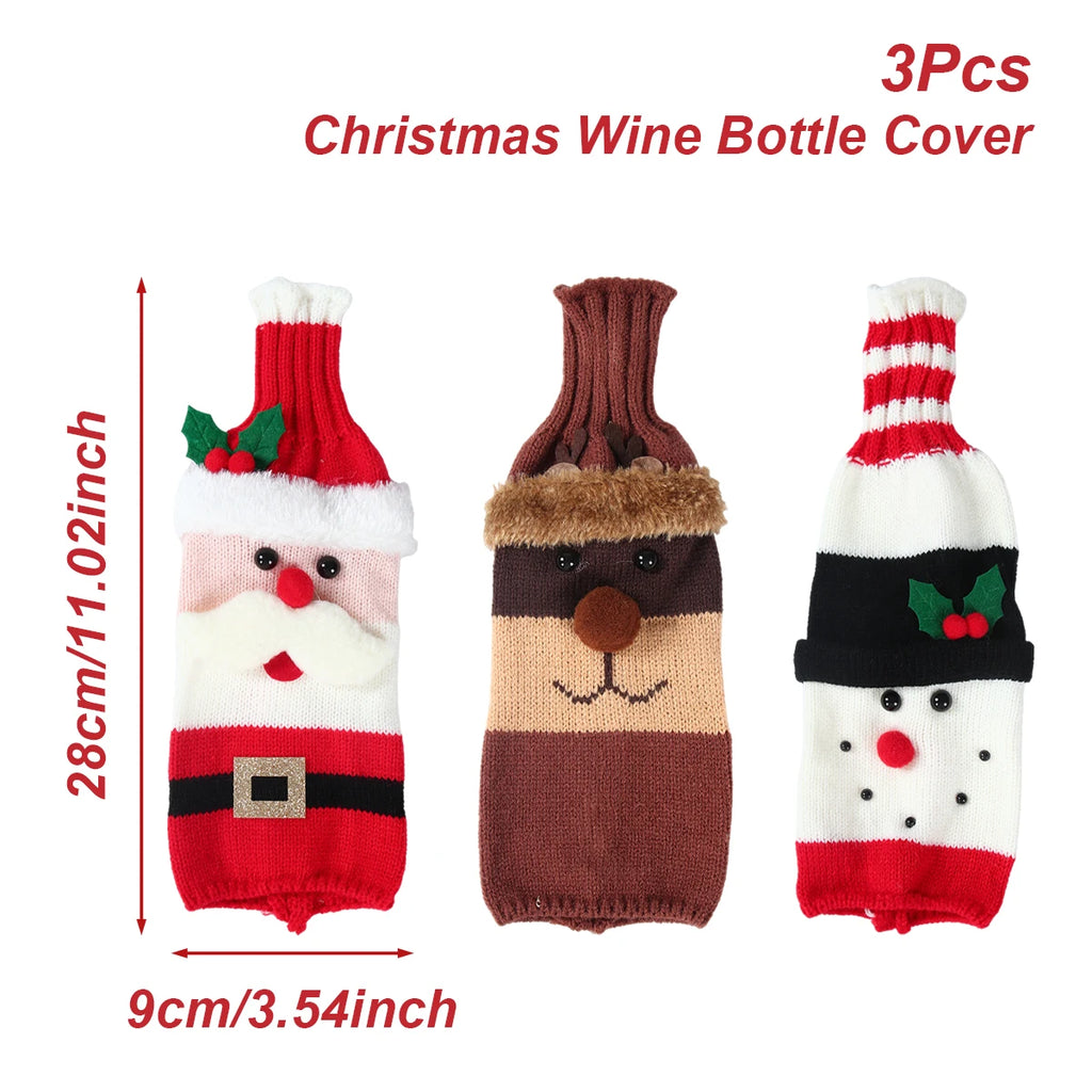 Natal garrafa de vinho capa feliz natal decorações para casa 2025 navidad noel natal ornamentos presente de natal feliz ano novo 2026