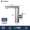 Fudeer 3400W 220V Cozinha Elétrica Aquecedor de Água Torneira Instantânea de Aço Inoxidável Torneira de Água Aquecedor Torneira de Aquecimento Frio - Kasa & Pet