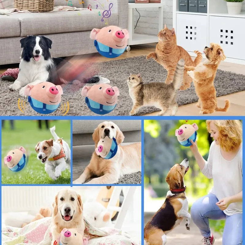 Brinquedo Eletrônico para Animais de Estimação, Bola para Gato, Bola Saltitante para Cães, Bola com Música e Vibração, Bola Interativa para Mastigar, Brinquedo de Pelúcia em Movimento para Cães