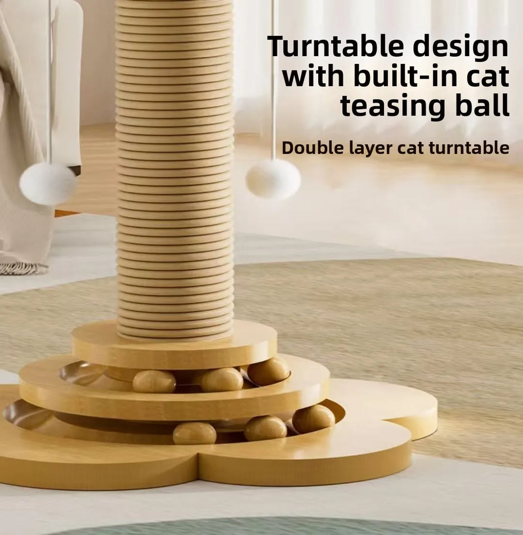 Arranhador de Sisal para Gatos com Estrutura de Escalada Integrada, Almofada de Arranhar Durável e Não Desgastável, Brinquedo Interativo para Gatos de Interior