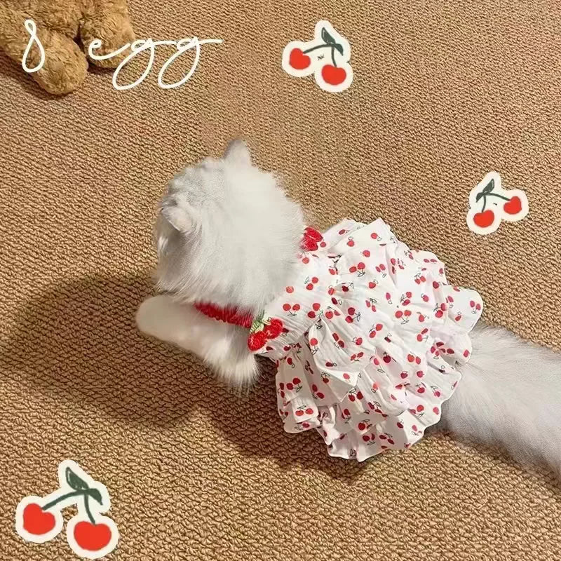 Vestido para animais de estimação para cães e gatos – Roupas estampadas estilo bolo em camadas, vestuário de raça pequena e média, adorável roupa de verão