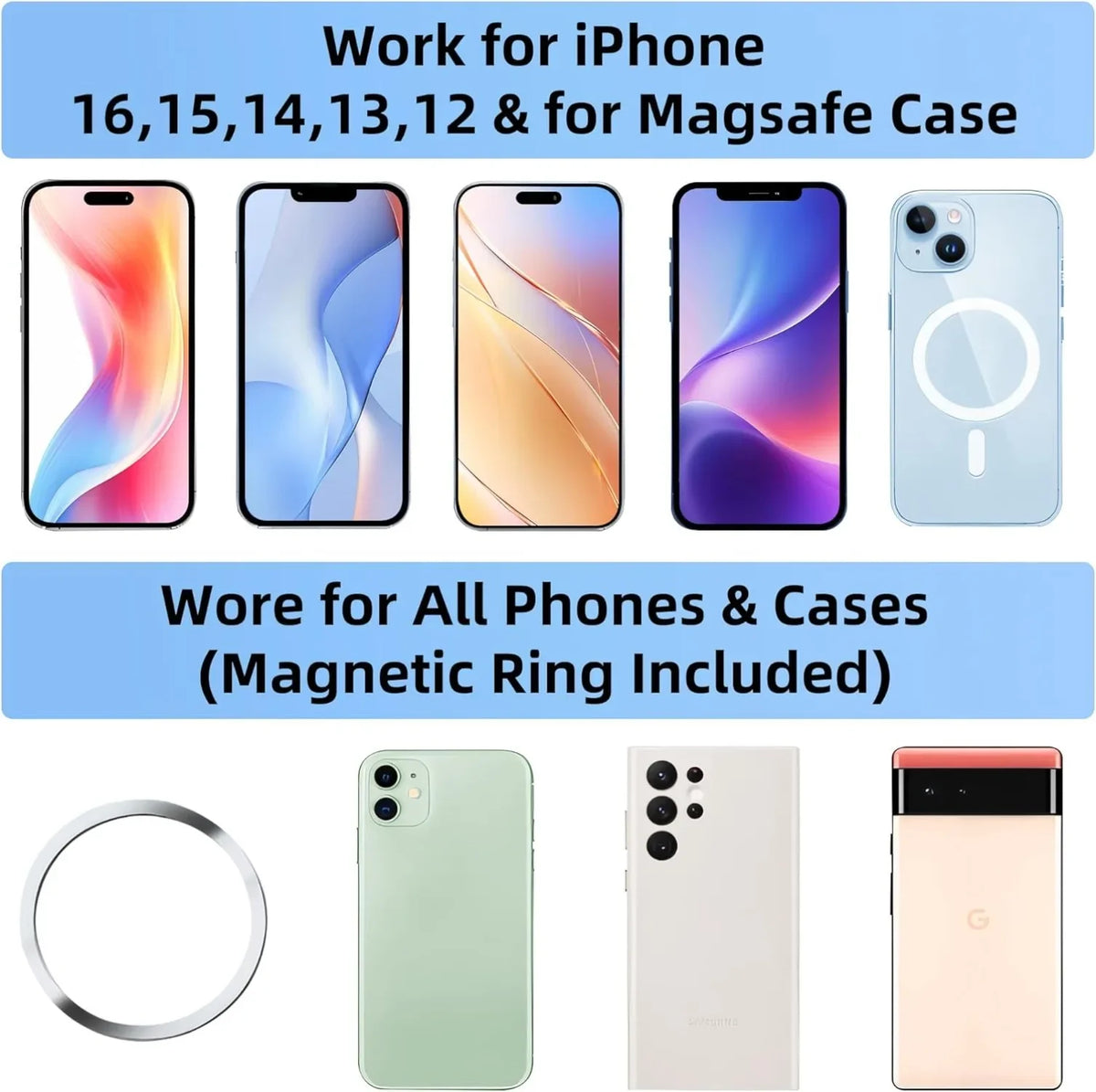 Phone Mount Vacuum Magnetic Phone Holder for Car, 360 Adjustable Vacuum Magnetic Phone Holder, Magnet Car Mount for All Smartphones