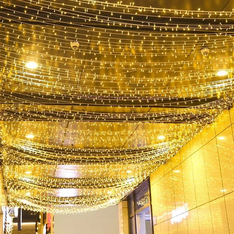 Guirlanda de led luzes da corda 10m 30m 50m 100m árvore de natal decoração de casamento à prova dwaterproof água luz de fadas interior ao ar livre 220v lâmpada da ue