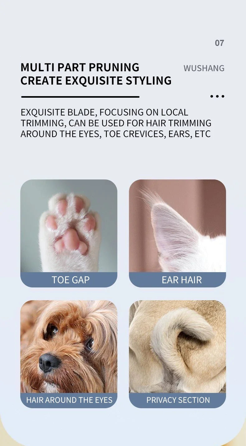 Aparador Elétrico para Cães com Luz LED, Impermeável, Aparador de Pelos para Patas de Animais de Estimação, Baixo Ruído, para Rosto, Patas, Orelhas e Pelos de Gato e Cão