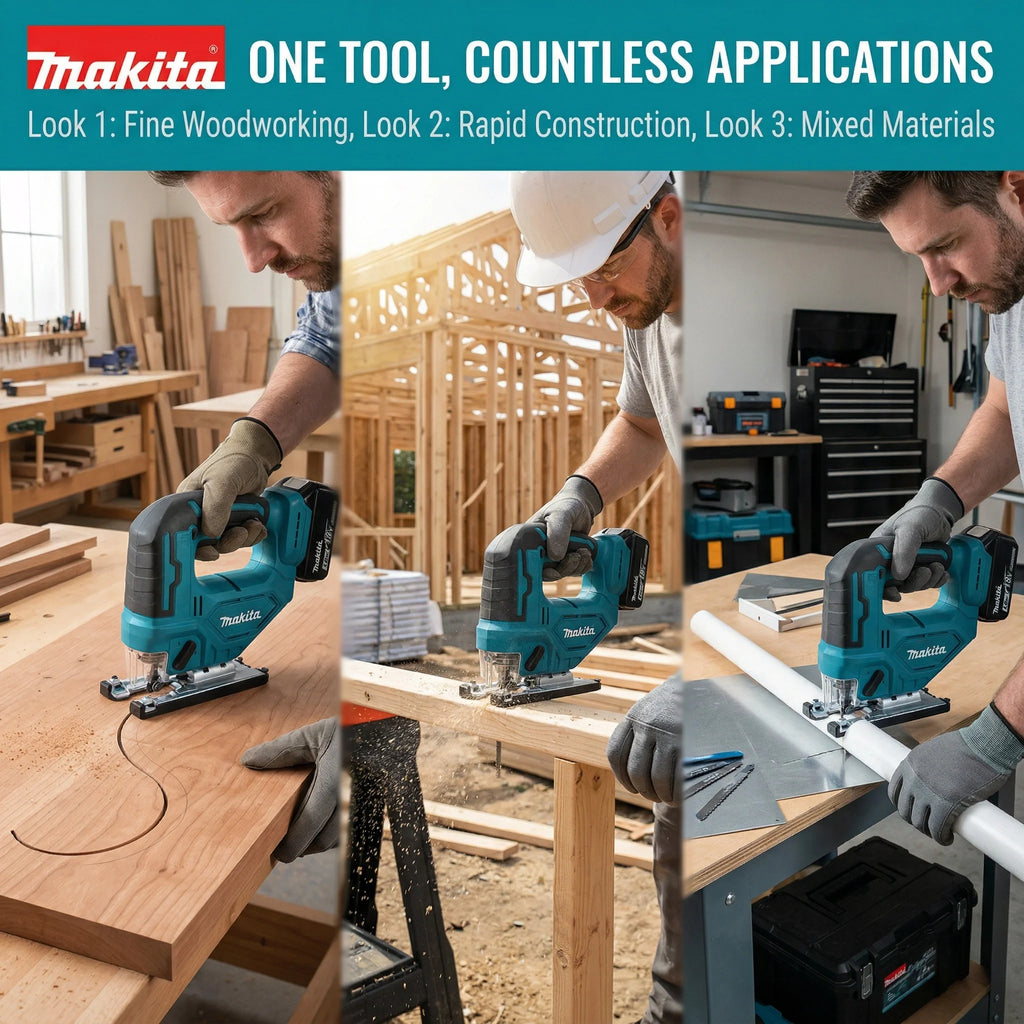 Serra Tico-Tico Makita DJV182Z 18V Sem Escovas, Curso de 26mm, 3500SPM, Serra Sem Fio para Corte de Madeira Curva