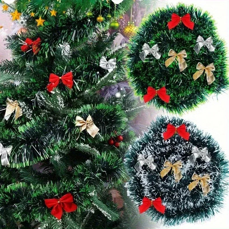 5M de fitas decorativas de Natal com laços, fita verde em forma de cana, guirlanda para pendurar na árvore de Natal, enfeites para projetos «faça você mesmo», decoração para festas e para a casa.