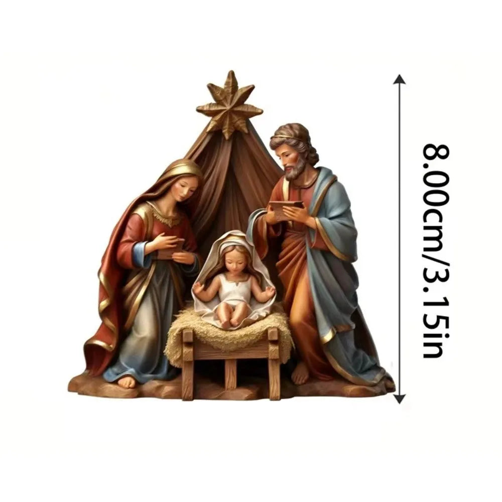 Presépio 2d acrílico presépio pingente multi cena dupla face 2d natal pendurado pingente presente criativo
