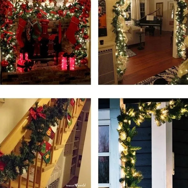 2.7m 5 cores decorações de natal guirlanda decoração rattan luzes grinalda decorado lareira escadas parede porta decoração