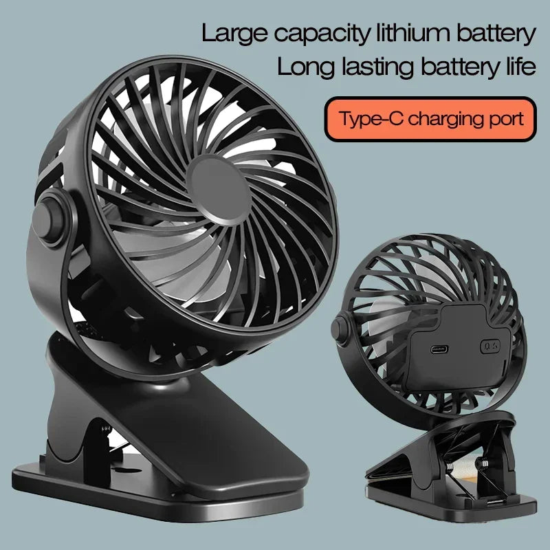 Mini Ventilador Portátil 720 ° Ventilador Portátil Recarregável USB com Lâmpada Noturna Integrada e Rotação, Fluxo de Ar Potente para Viagens, Camping e Atividades ao Ar Livre