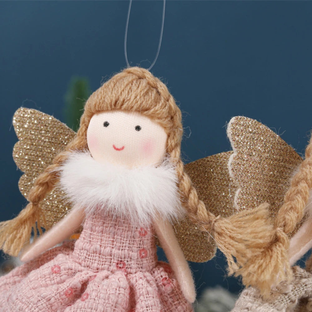 Natal Pendurado Malha Sequin Saia, Anjo Xmas Árvore Pingente Enfeites, Decoração de Casa, Noel, Presentes, 2022