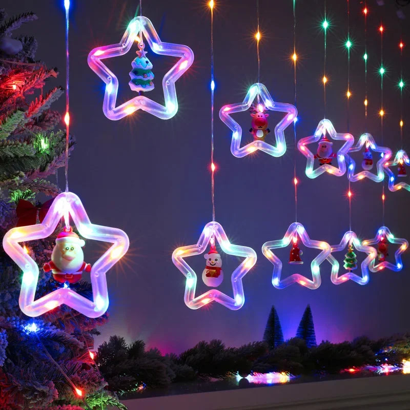 Natal LED Strip Lights para decoração do quarto, lâmpada guirlanda, plugue USB, quarto, sala de estar, janela