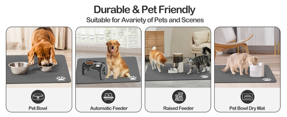 Tapete Absorvente para Alimentação de Animais de Estimação, Tapete para Cães e Gatos para Comida e Água, Fácil de Limpar, Tapetes para Animais de Estimação de Secagem Rápida para Bebedores Desordenados