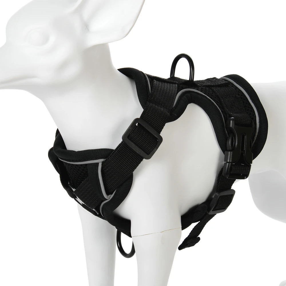 Conjunto de Arnês e Coleira para Cães Pequenos: Acessórios Essenciais para Bulldog Francês, Pug, Pitbull e Filhotes - Coleira Peitoral para Cães