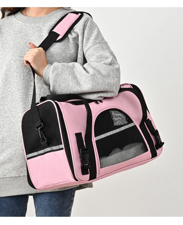 Portadores de animais de estimação mochila portátil respirável dobrável bolsa de ombro gato cão portador sacos de viagem de saída animais de estimação bolsa de transporte.