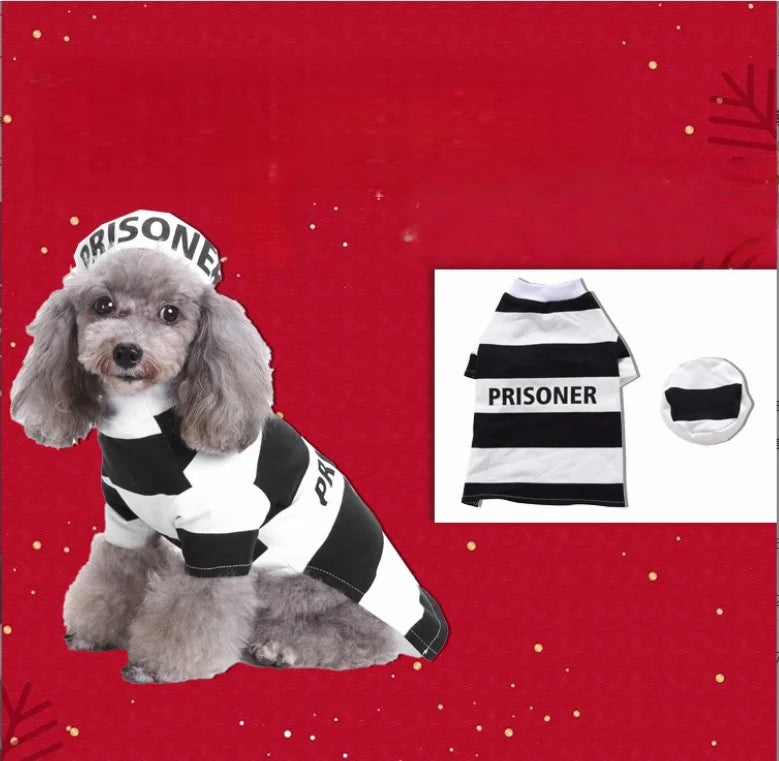 Fantasia de cachorro de prisioneiro para animais de estimação de Halloween