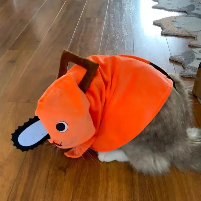 Roupas para animais de estimação Pochita, capa moderna para cães e gatos, fantasia de cosplay de anime para o Halloween, acessório para animais de estimação, roupa macia e quente para transformação de cachorros.