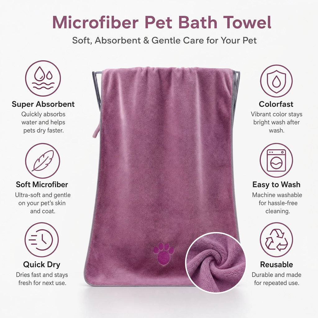 Toalhas Absorventes de Microfibra para Animais de Estimação – Super Absorventes e Macias, Sem Deformação, Essenciais para o Banho de Animais de Estimação
