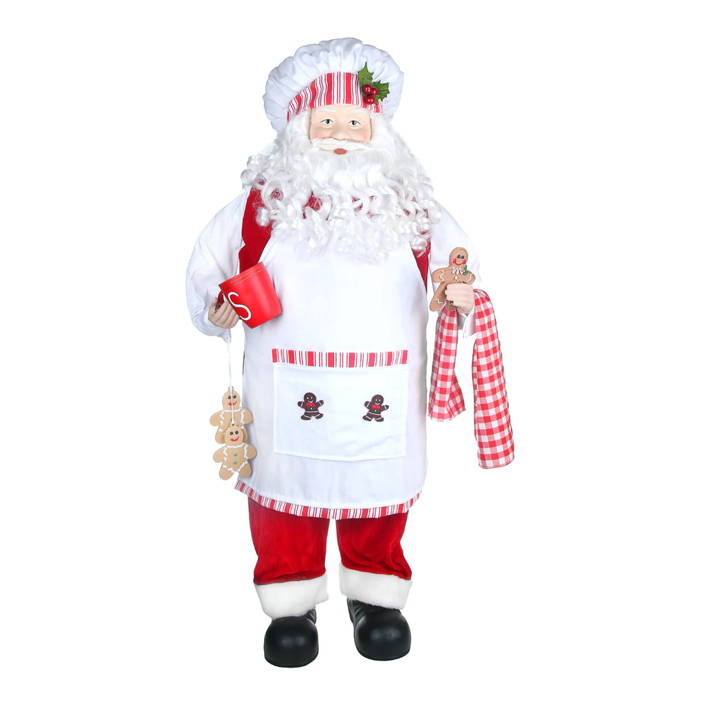 Decoração de Natal Chef de Cozinha em Pé Papai Noel Natal Gingerbread Chef Papai Noel Estatueta