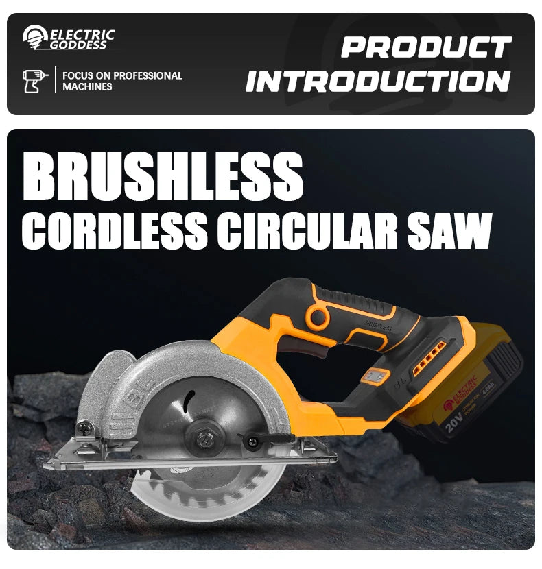 Serra circular elétrica sem escova Electric Goddess 5 polegadas ﻿ Para bateria Dewalt 20V ﻿ Ferramenta elétrica de serra portátil sem fio para carpintaria de 1000 W ﻿