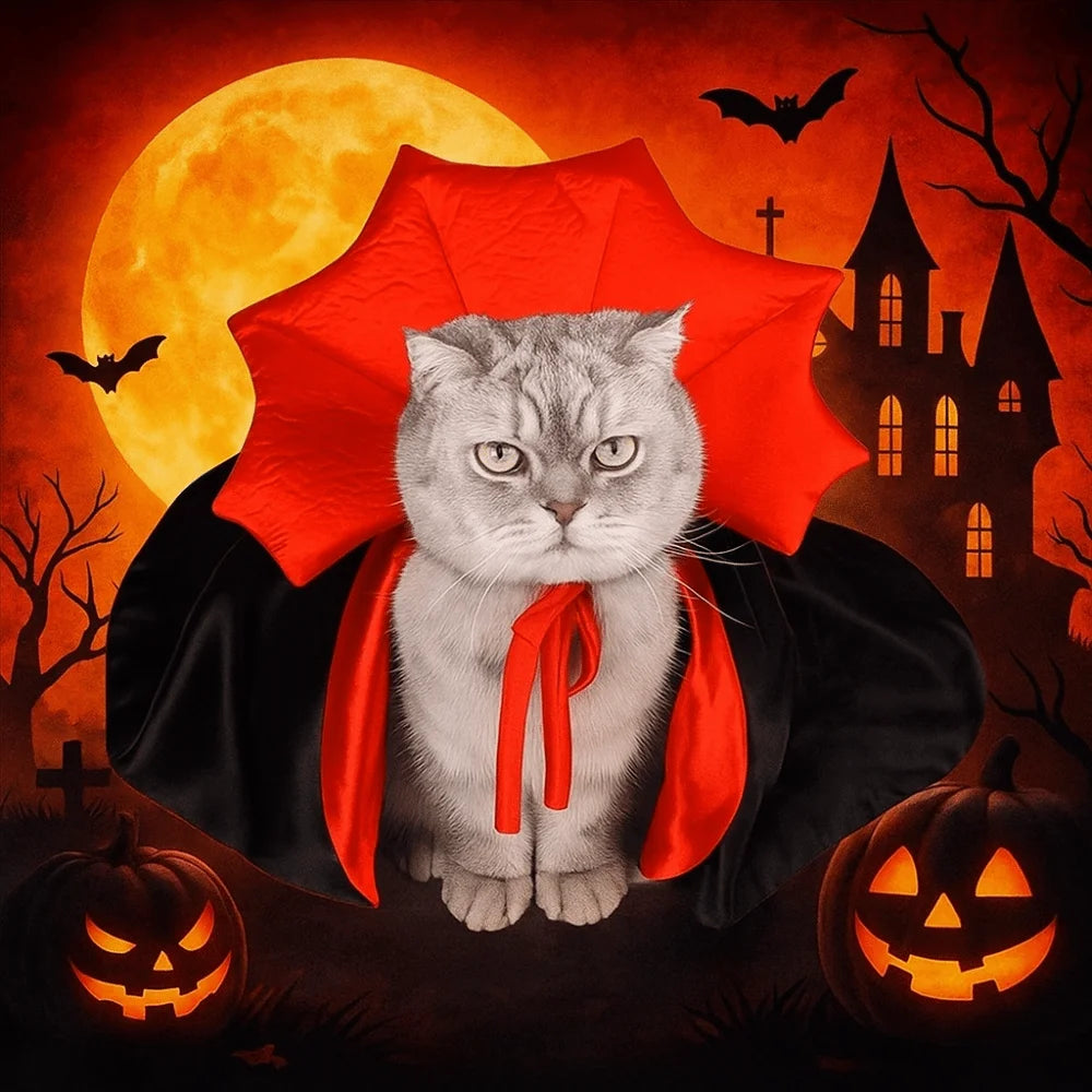 Traje de halloween para animais de estimação, confortável, fácil de usar, capa de cosplay de gato, tecido macio ajustável, capa de cavaleiro para cães