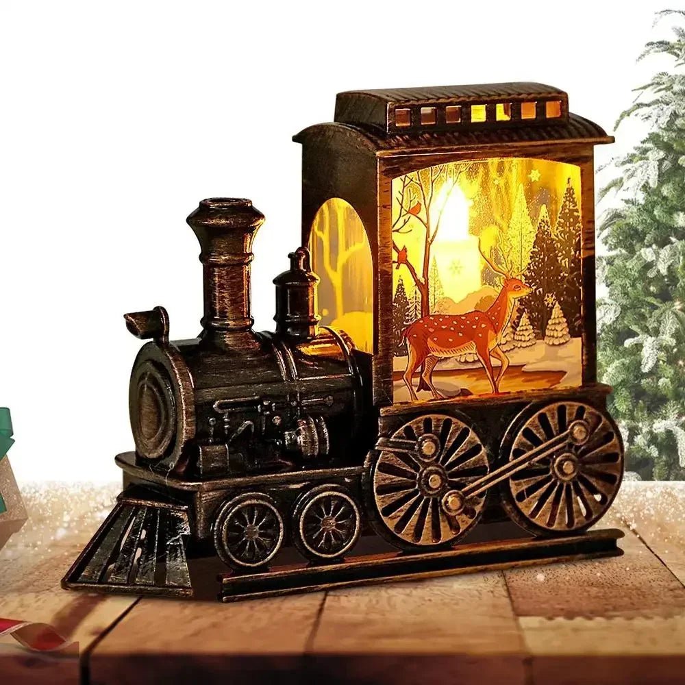 Presente de natal bola de cristal ornamentos luzes led trem papai noel feliz natal decoração para festa em casa natal - Kasa & Pet
