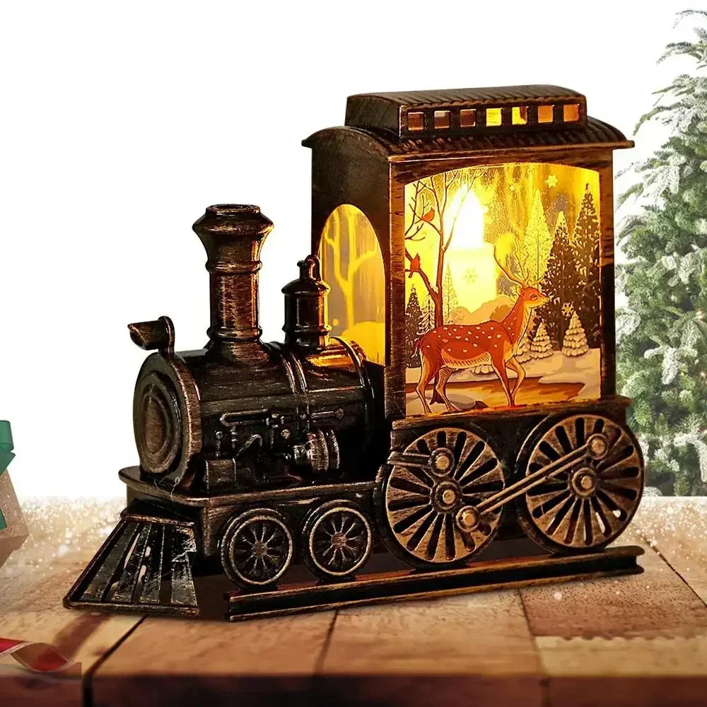 Presente de natal bola de cristal ornamentos luzes led trem papai noel feliz natal decoração para festa em casa natal