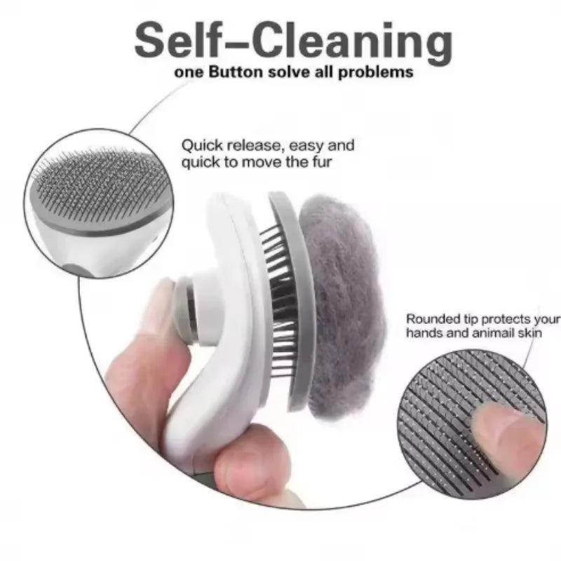 Escova para Cães e Gatos, Escova de Limpeza Automática para Remover Pelos de Animais, Ferramentas de Higiene para Cães e Gatos, Escova Desembaraçadora para Animais de Estimação, Acessórios para Cães