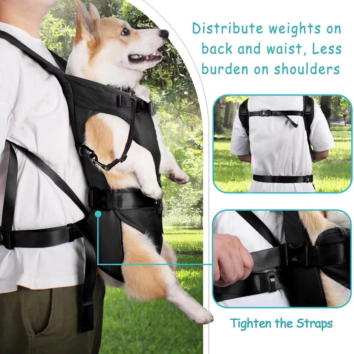 Mochila para transportar cães, esponja espessada, frente para animais de estimação, mochilas para transportar cães, portátil, ajustável, mãos livres, mochila para cães