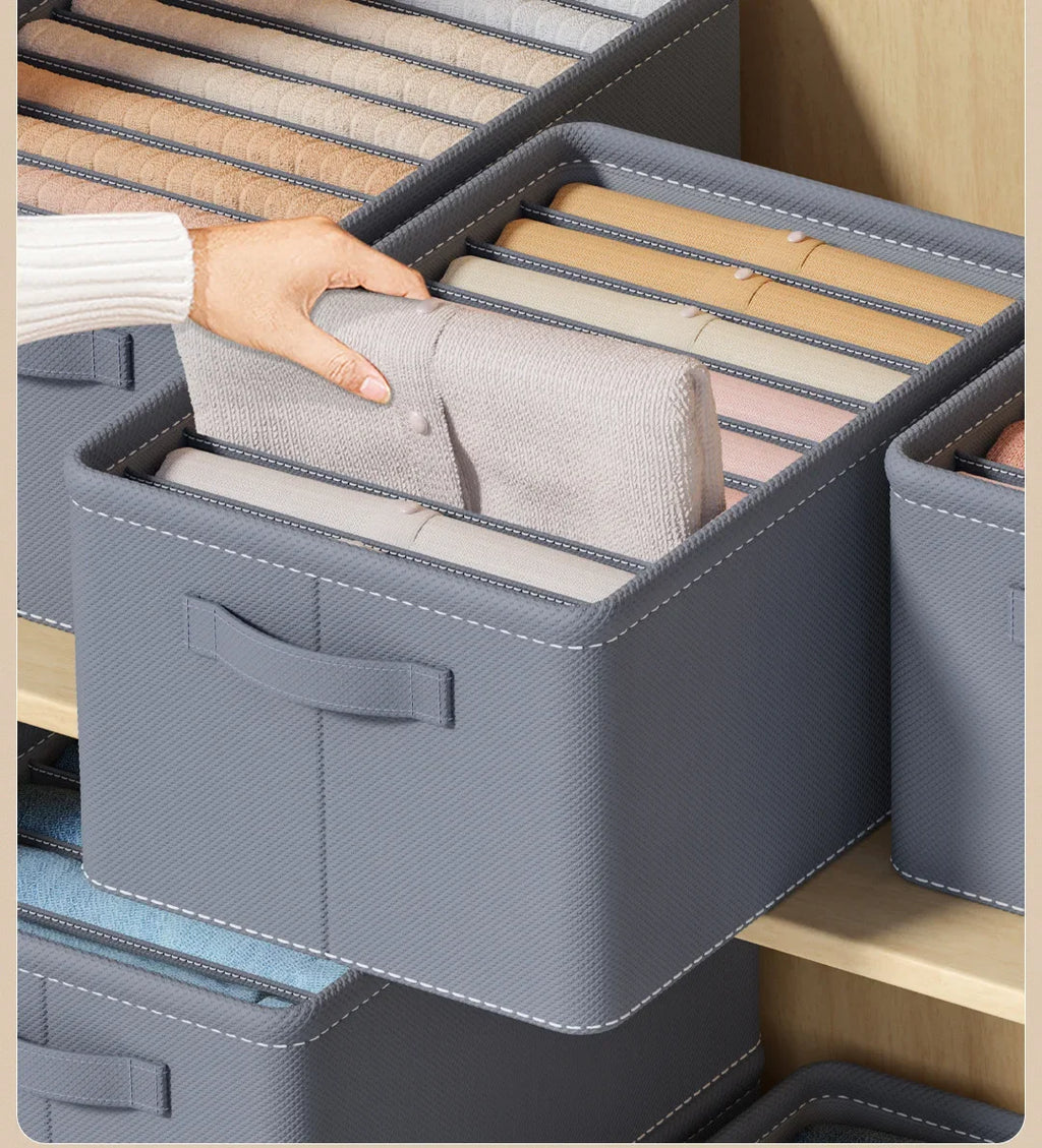 Caixa organizadora de roupa com 6/7/9 compartimentos, para guardar calças mais grossas, dobrável, com divisórias, ideal para camisolas, camisas e gavetas de armários e guarda-roupas.