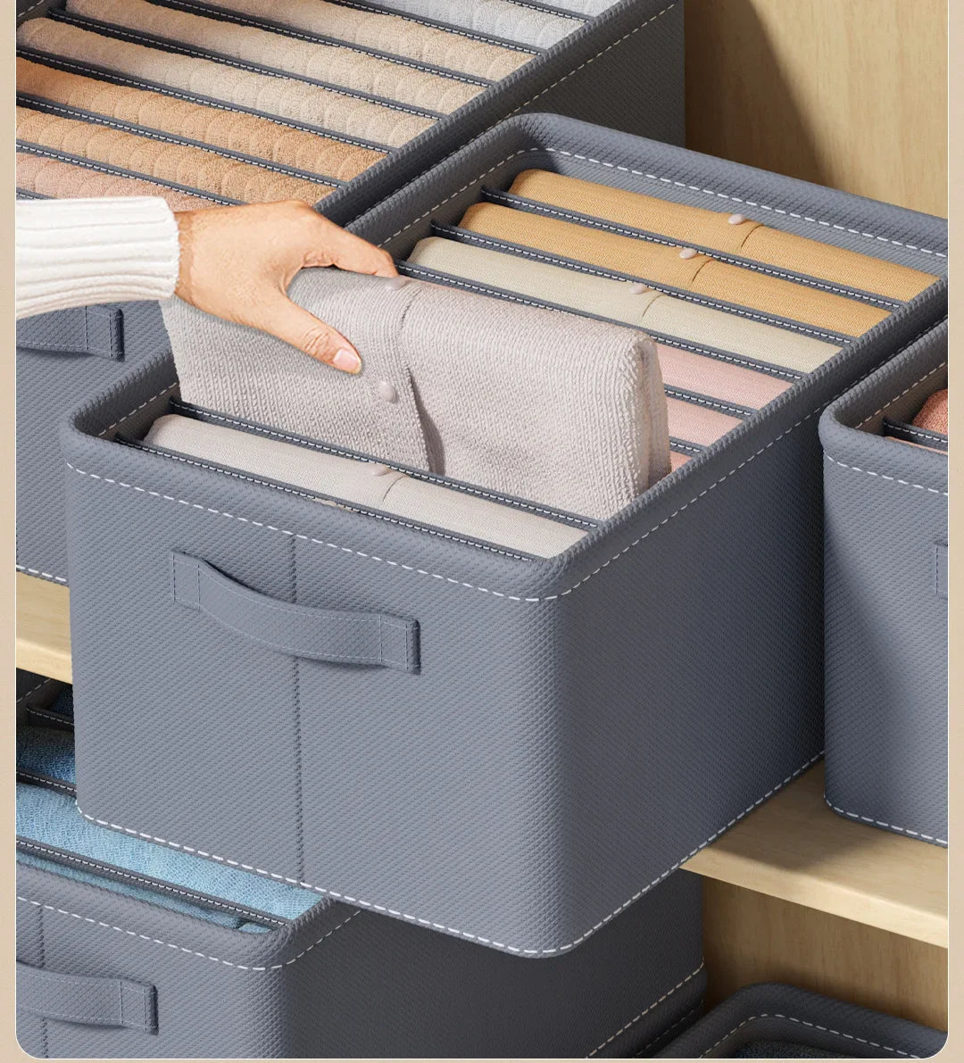 Caixa organizadora de roupa com 6/7/9 compartimentos, para guardar calças mais grossas, dobrável, com divisórias, ideal para camisolas, camisas e gavetas de armários e guarda-roupas.