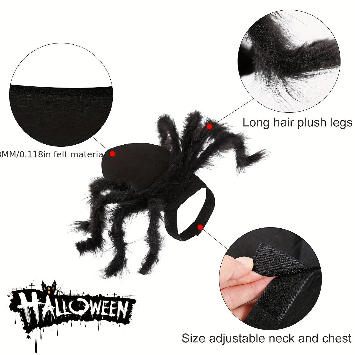 Fantasia de Aranha de Halloween para Gatos e Cães, Roupa Engraçada para Cães e Gatos, Acessórios Divertidos para Festas e Feriados
