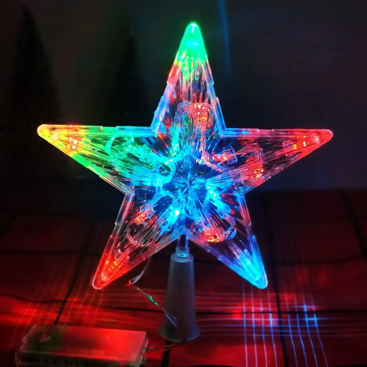 Estrela de Natal com Luz LED e Guirlanda Operada a Bateria para Decoração de Ambientes, Festas de Casamento e Lâmpada para Árvore de Natal Externa