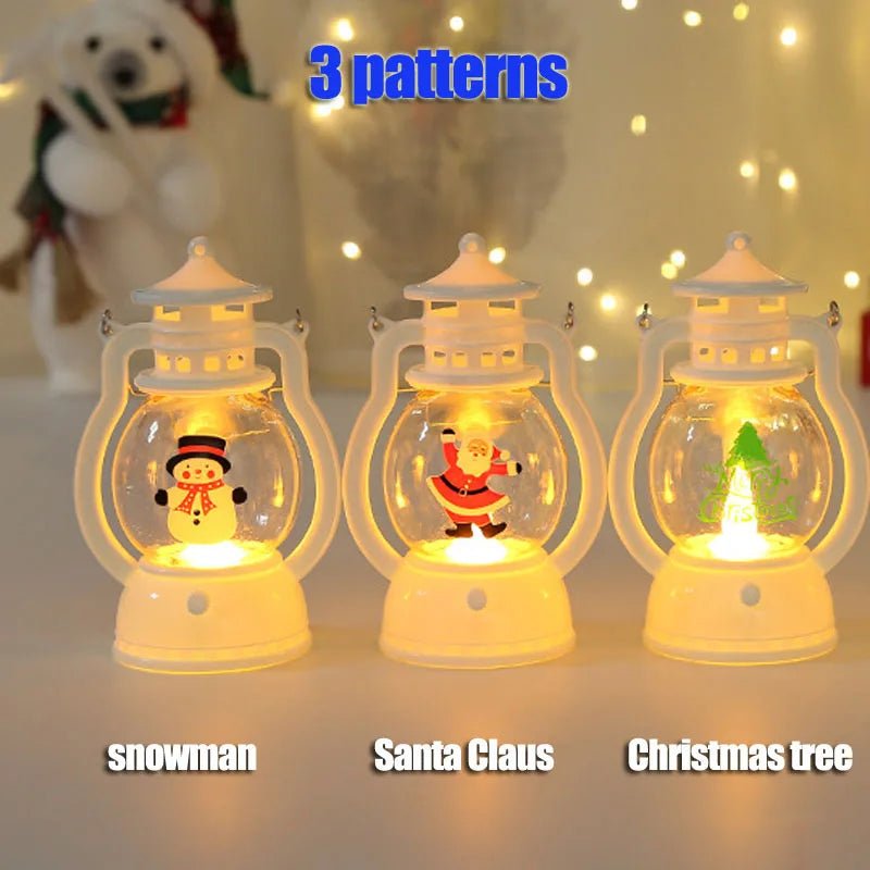 Portátil led natal papai noel boneco de neve lanternas decoração interior luzes alimentado por bateria para casa natal ano novo navidad ornamentos
