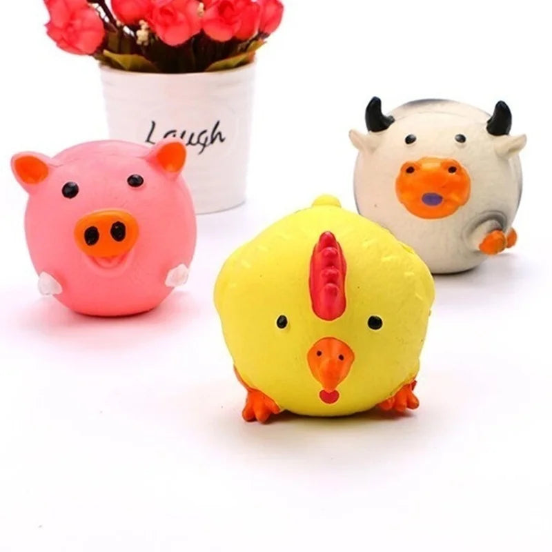 Animais design durável cão mastigar brinquedos porcos, vacas, galinhas, resistente estridente cão moagem dentes brinquedos, látex para animais de estimação para limpar os dentes brinquedos