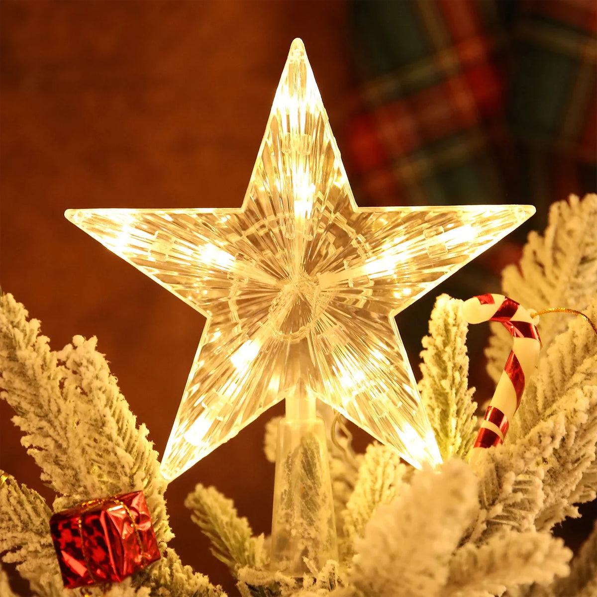 Estrela de topo para árvore de Natal, luminária estrela brilhante, decoração de Natal, artigos para festas em casa, enfeite de Natal, presente.