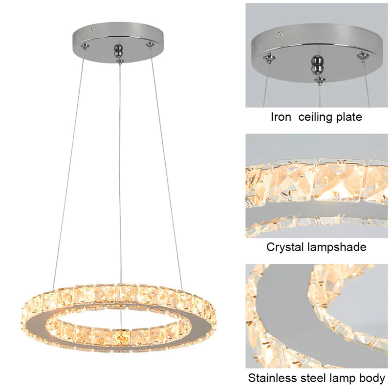 Led anel de luxo luzes pingente para sala estar jantar lustre moderno decoração casa lâmpada do teto nordic luminária lustre