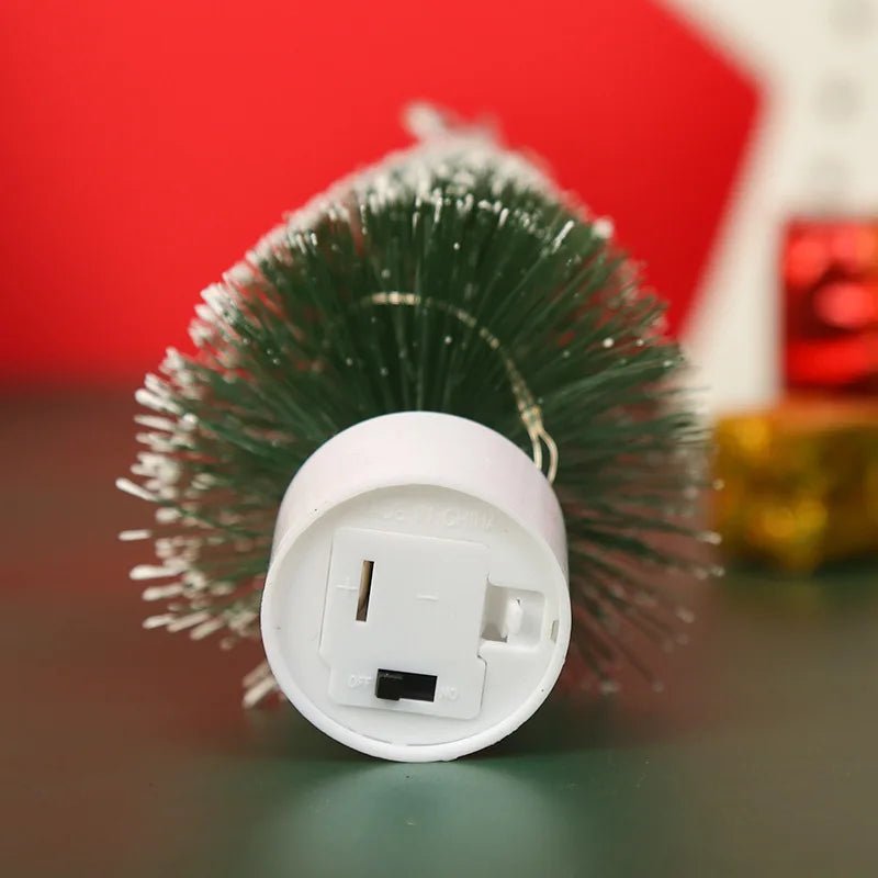 Luminoso mini árvores de natal luzes led decoração para casa velas eletrônicas presentes das crianças ano novo festa de natal ornamento