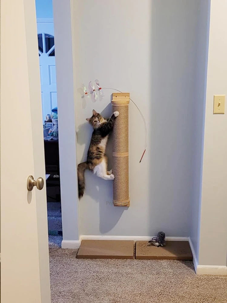 Pós de arranhar para gatos montado na parede, móveis de parede, árvore de madeira para gatos grandes, colunas mais grossas para multi-funções