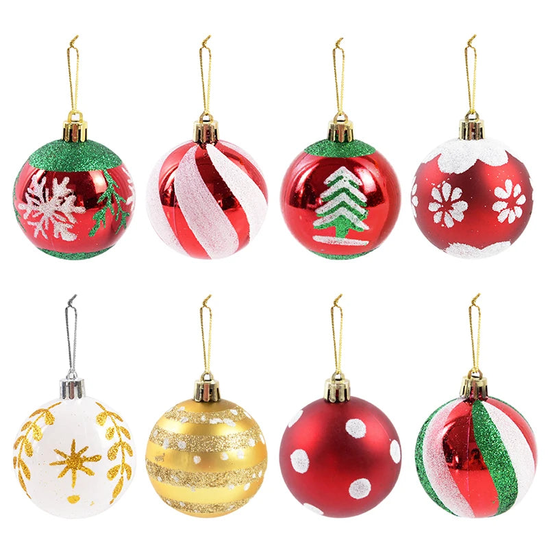 6 Peças/caixa Bolas de Natal de 6cm Enfeites Pendentes para Árvore de Natal Decorações de Natal para Casa 2026 Presente de Ano Novo