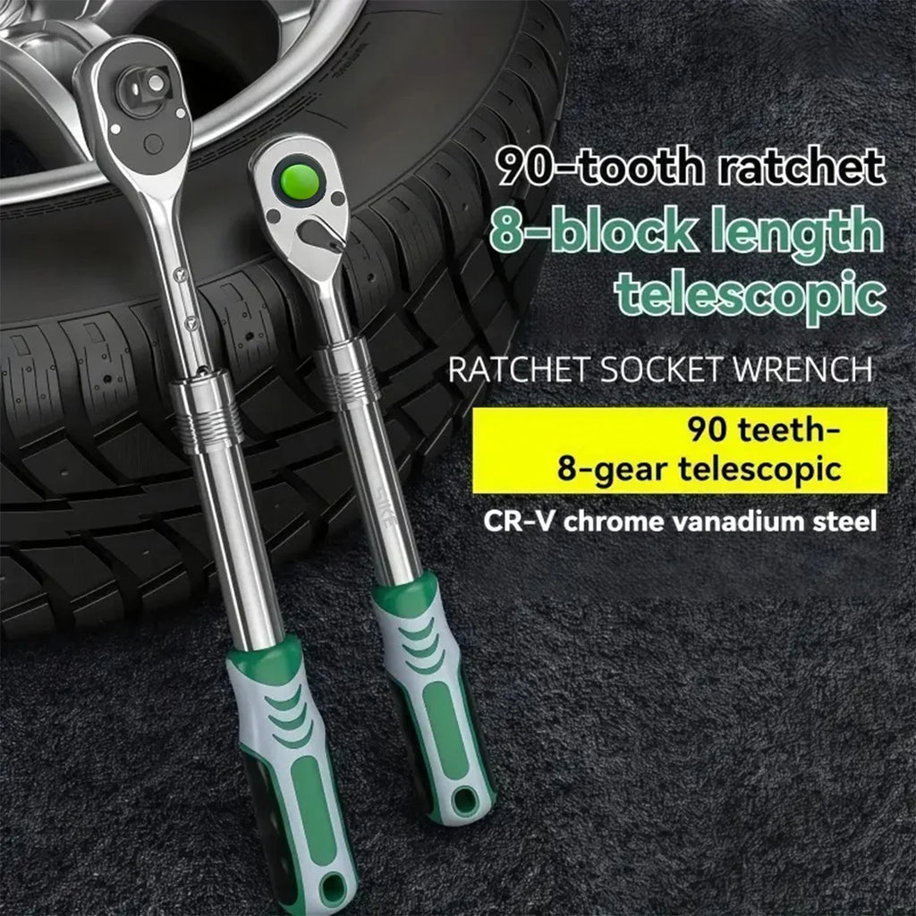 Chave Catraca Rápida de 90 Dentes, Chave Catraca Telescópica Adequada para Automóveis, Bicicletas e Outras Ferramentas de Manutenção