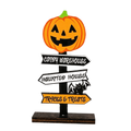 Ornamento de Halloween Estilo Gótico, Fantasma de Abóbora de Madeira Feito à Mão, Decoração de Ambiente, Ornamento de Mesa de Madeira para Festa de Halloween