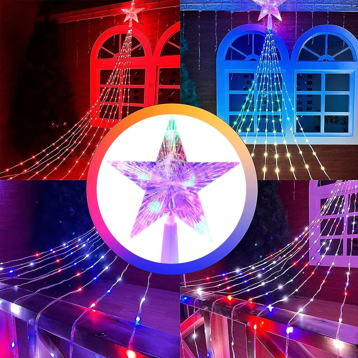 Decoração de natal 2025 luzes de decoração de férias solares led luzes de corda de natal ao ar livre estrelas brilhantes natal