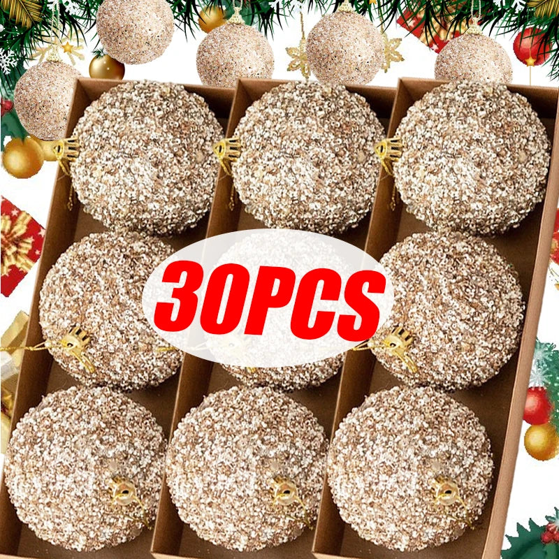 6cm champanhe ouro glitter bolas de natal diy árvore de natal pendurado pingentes de bola brilhante para decoração de festa de ano novo ornamentos