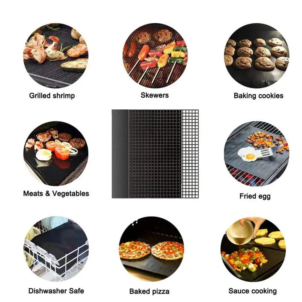 Tapete de Grelha para Churrasco ao Ar Livre JJYY, Tapete de Grelha Antiaderente e Resistente a Altas Temperaturas, Tapete para Churrasco