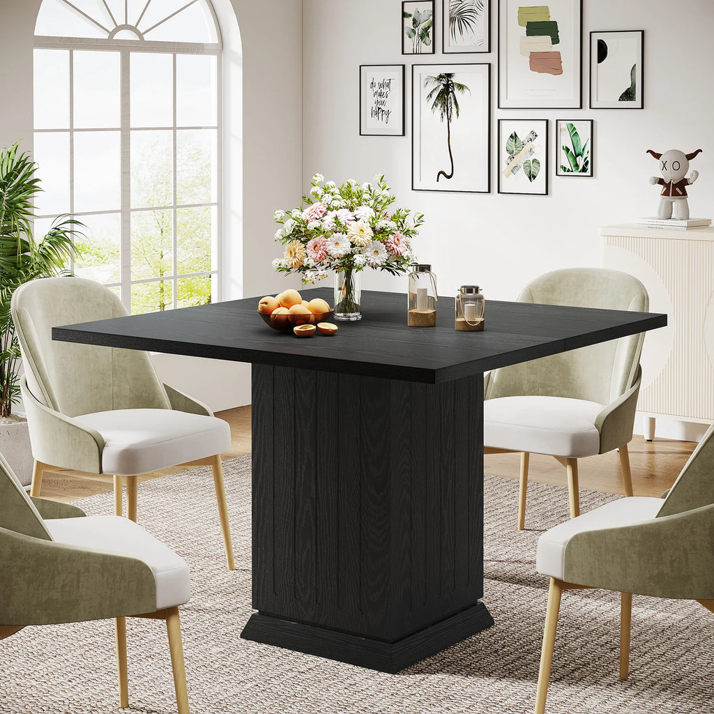 Mesa de jantar quadrada Tribesigns com 2 jogos americanos, mesa de jantar pequena de madeira projetada moderna para 4 pessoas