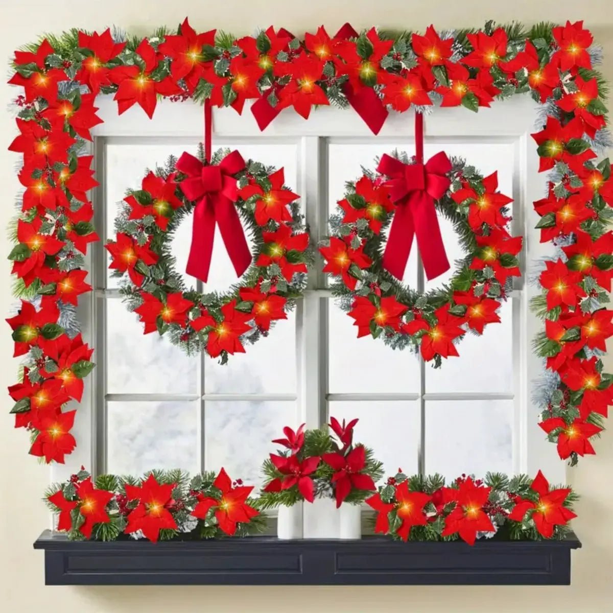 1pc natal 10/20 led guirlanda luzes com bagas vermelhas & folhas de azevinho alimentado por bateria para casa interior lareira decoração de natal